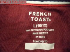 French Toast Boys Burgundy Long Sleeve Pique Polo Shirt, L (10/12) 884503502601