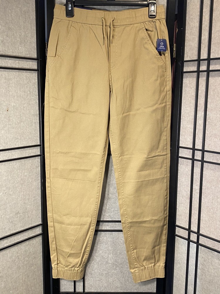 Izod Stretch Jogger Khaki Small 28 X 30 Approved Schoolwear Burnished Khak