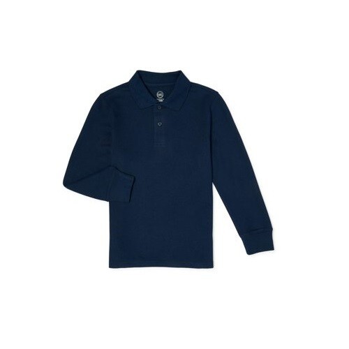 Wonder Nation Polo Shirt Boys Size XL Navy School Uniform Long Sleeve –i9–