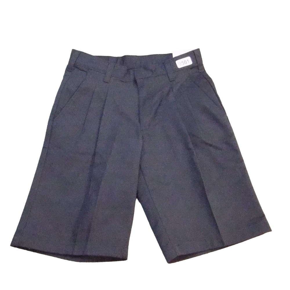 A+ School Apparel Shorts Boy 25 Husky Navy Blue Pleated Adjustable Waist Uniform