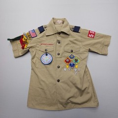 Boy Scouts Of America Boys Youth Medium Uniform Shirt USA Made Patches Pins