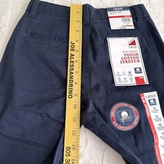 Boys Izod Navy Adjustable Waist Flat Front School Uniform Pants 12 Slim New