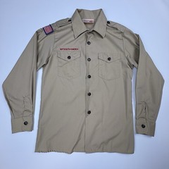 Boy Scouts of America Uniform Shirt Youth LG 14-16 Long Sleeves Tan Plain BSA