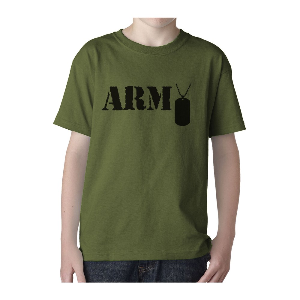 Kids Military Army Style Olive T-Shirt – Dog Tags – Dress Up – Soldier All Sizes