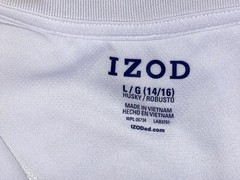 Boys Polo Shirt Size Large 14/16 Husky White Short Sleeve Izod School Uniform