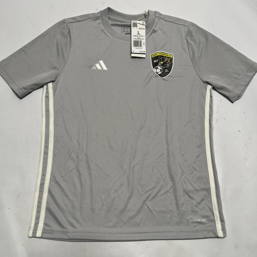 Adidas Youth Futbol Soccer Jersey Light Gray & White East Hanover Size Large