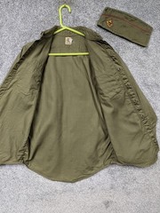 Vintage Boy Scouts Of America Shirt Hat Set Boys 14 Green Scout Uniform Twill