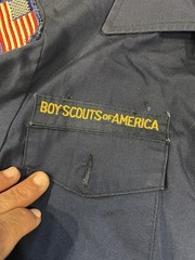 VTG BOY SCOUTS OF AMERICA Button Up Shirt Patches Size Youth 12 Navy Blue
