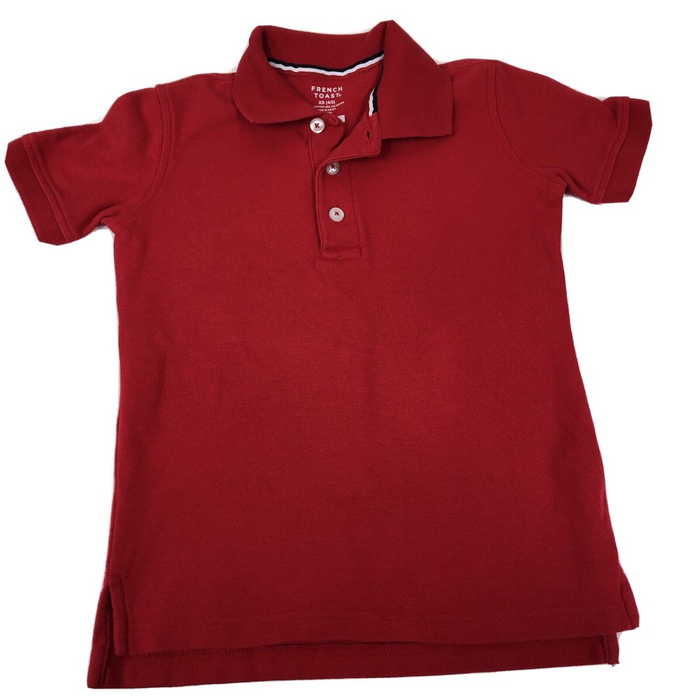 Boys French Toast XS 4/5 Uniform Casual Red Polo Shirt Collar Button School
