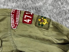 Vintage Boy Scouts Of America Shirt Green Sanforized Uniform Patches Quinnipiac