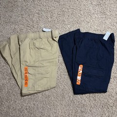 Pair Of NWT The Children’s Place Boys 14 Tan Navy Cargo Pants Slip On Uniform