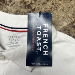 French Toast Boys Uniform Interlock Polo Shirt L (10/12) White Short Sleeve