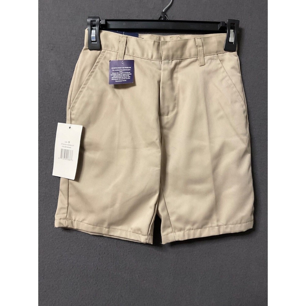 Classic School Uniform Shorts Boys 5 Khaki Chino Adjustable Waist NWT