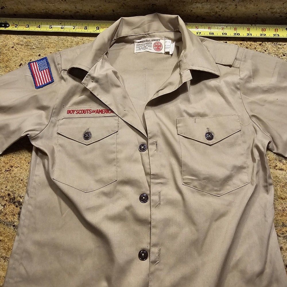 Boy Scouts Shirt Boys Uniform Youth Medium Boys Medium Long Sleeve Vintage L 14