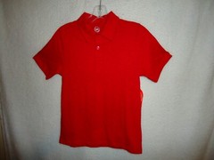 Wonder Nation Boys S M L XL School Uniform Polyester Cotton Red Polo Shirt (CP)