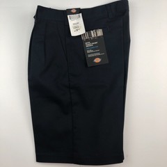 Dickies Boys Navy Pleat Front Relaxed Fit Uniform Shorts, Size 20R/29W