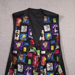 Vintage Looney Tunes Vest Boys Large Black Multicolor Cartoon Character 90s
