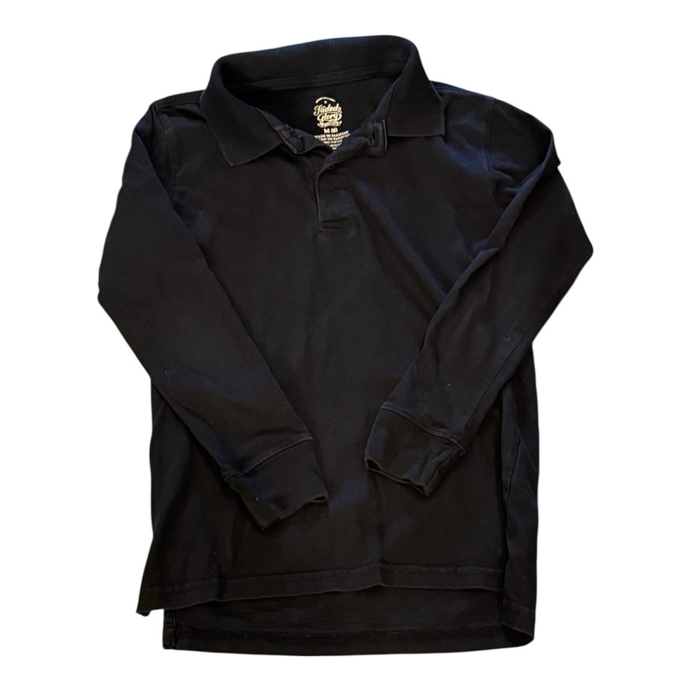 Faded Glory Black Youth Long Sleeve Size 8 Uniform Boys Short Sleeve Polo Shirt