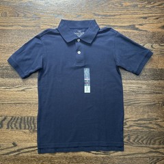 NEW Boys Polo Style Shirt Short Sleeve Faded Glory Navy Blue 100% Cotton Size 8