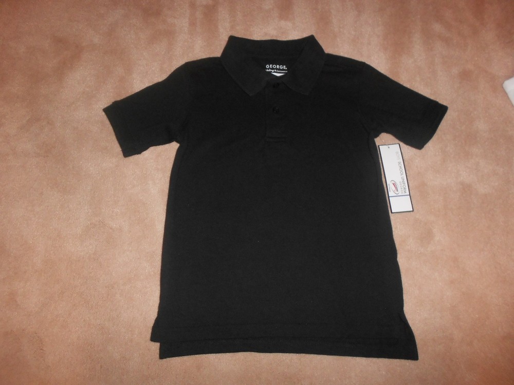 NEW, BOYS BLACK POLO SCHOOL UNIFORM, SIZE XS 4/5, GEORGE