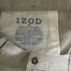 Izod Husky Khaki Boys Youth Pleated Pants Adjustable Waist Size 20 Reg Uniform