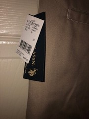 U.S POLO ASSN. School Uniform Flat Front Pants Boys 16 Tan ADJUSTABLE WAIST NWT