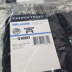X4 Lot French Toast RELAXED Fit Twill Navy Blue School Uniform Pants Sz 12 Husky
