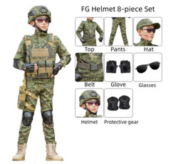 Children’s Camouflage Suit Special Forces Military Training Uniform with Helmet