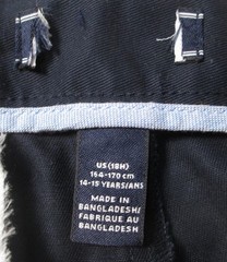 LANDS END Navy School Uniform Plain Front Chino Pants Boys 18 Husky INSEAM 27″