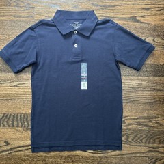 NEW Boys Polo Style Shirt Short Sleeve Faded Glory Navy Blue 100% Cotton Size 8