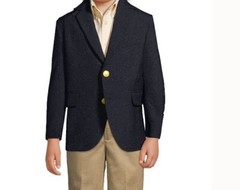 New Lands’ End Boys Husky Size 10 School Hopsack Blazer Deep Navy $93.