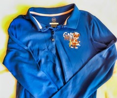 Wonder Nation Polo unisex Size XXL Royal Blue School Uniform Long Sleeve Tiger