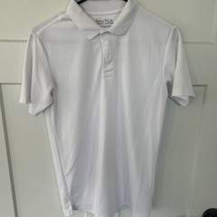 Nautica School Uniform White Short Sleeve Polo Shirt Youth Boys Size L G 14 16