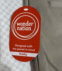 Wonder Nation School Uniform Chino Pants Boys Khaki Stretch Husky Size 10 🆕