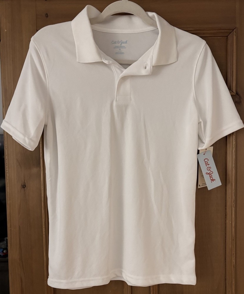 Cat & Jack white polo shirt/ school uniform, size XL, NWT