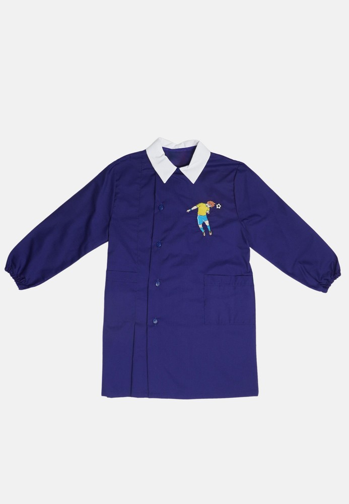 Baby Blue Solid Color and Embroidery Collar Elementary Apron Made in Italy