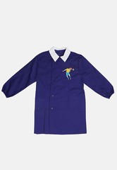 Baby Blue Solid Color and Embroidery Collar Elementary Apron Made in Italy