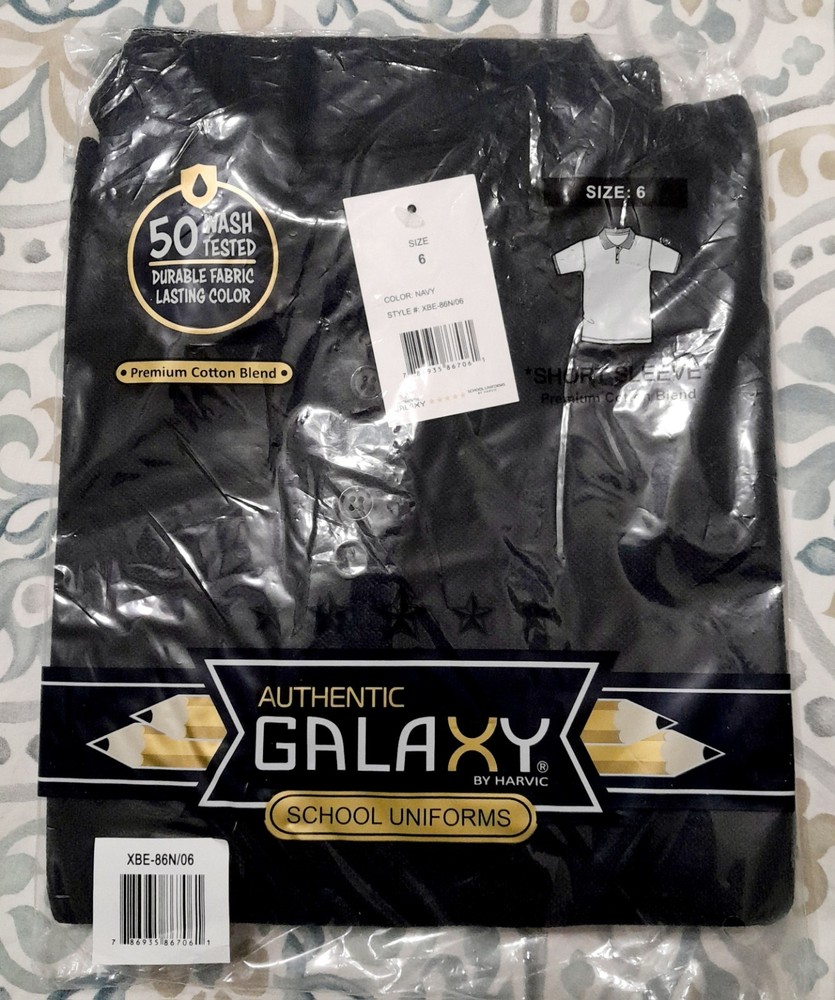 Galaxy by Harvic Navy Blue Shirt School Uniform Polo Shirt Size 6 Set of 2