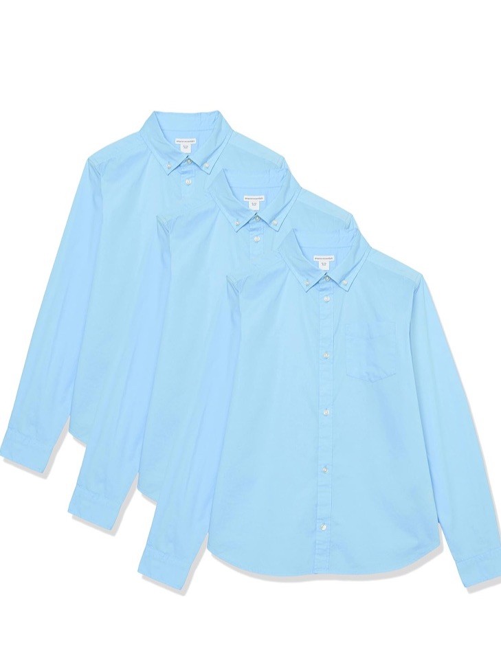 Amazon Essentials 3 Pack Boys BmUniform Dress Long-Sleeve Woven Blue Large C534