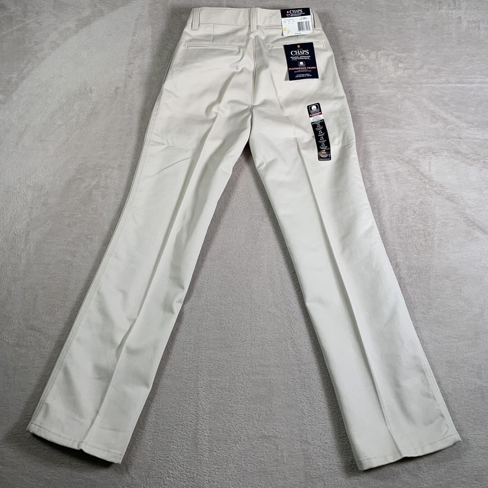 Chaps Pants Boys 12 Slim Cement Pleated Front Adjustable Waist School Uniform