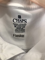 Chaps Boy’s M 10/12 School Uniform Polo Short Sleeve Shirt White