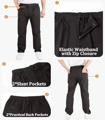Boys’ Pleated Dress Pants Kids Elastic Waist Twill Straight 10-11 Years Black