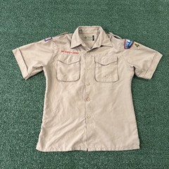 Vintage Boy Scouts of America Button Shirt Youth XL Uniform Patches Outdoors