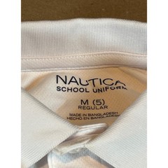 Nautica Boys School Uniform White Performance Polo Shirt Size M 5 N481685E NEW
