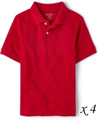 4 Children’s Place Boys Uniform Short Sleeve Pique Polos – Red Size Large 10/12