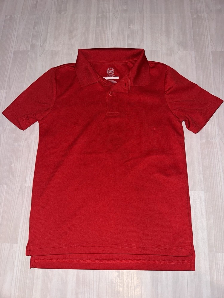 Wonder Nation Boys Red Polo Shirt S (6-7) Polyester Uniform Short Sleeve