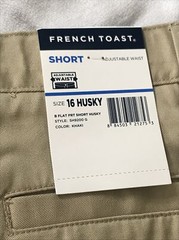 French Toast Uniform Khaki Navy Boys Flat Front Short Size 16 Husky Adjustable