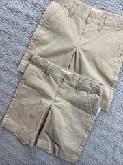 2x Cat & Jack Boys Youth 4 Beige Flat Front School Uniform Chino Shorts