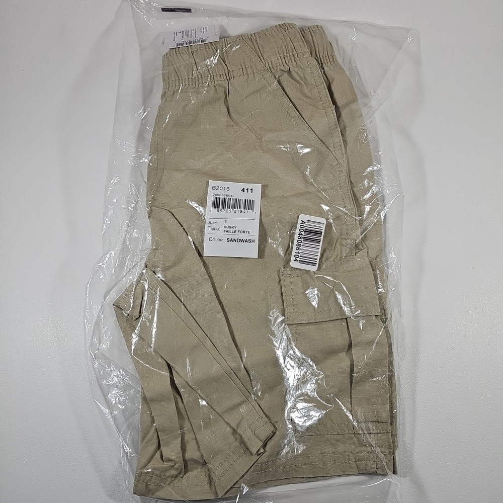 Children’s Place Boys Khaki Uniform Cargo Shorts Size 7 Husky NWT School