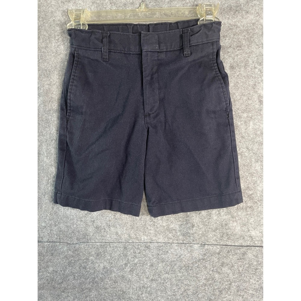Flynn & O’Hara Boys Navy Blue School Uniform Chino Shorts Size 8R Elastic Waist